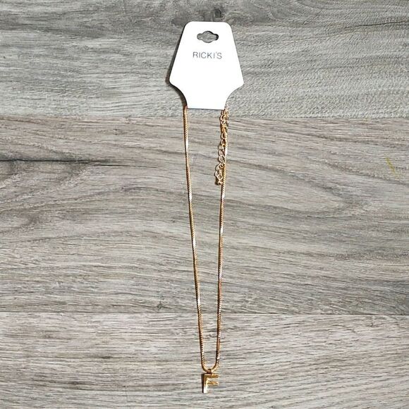 Ricki's New With Tag Gold Monogram Letter F Necklace - Picture 3 of 7